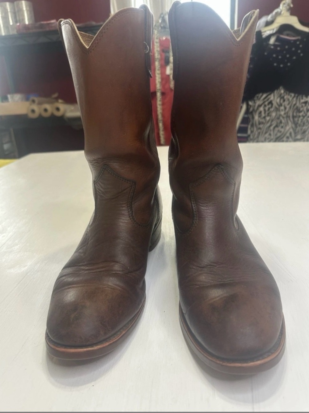 Vintage 1990’s Brown Leather Western Biltrite Sole Cowboy Ranch Boots Men 8D - Picture 3 of 16